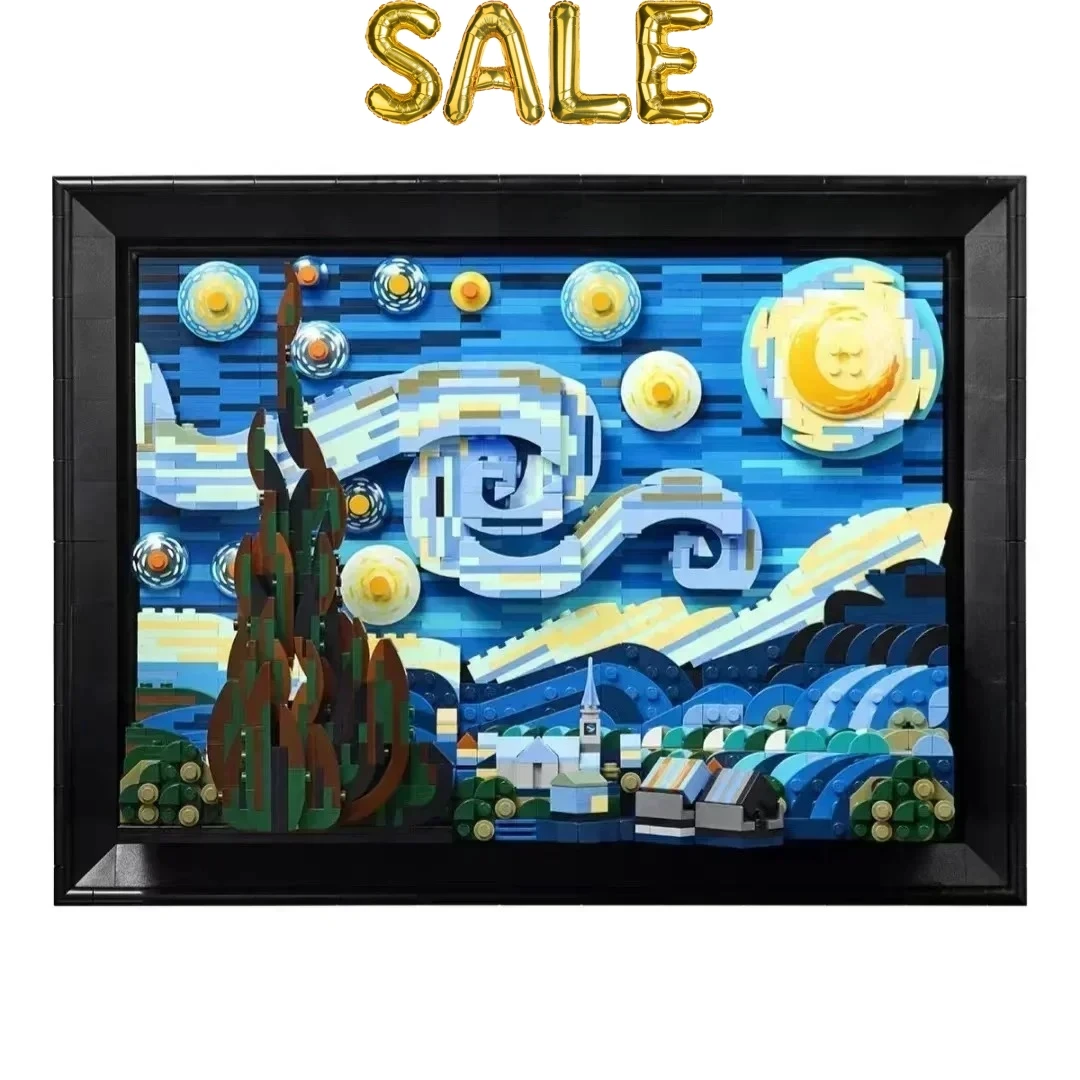 

In Stock 2316pcs The Starry Night Vincent Van Gogh Model Building Blocks Bricks Toys For Boy Kids Christmas Gifts