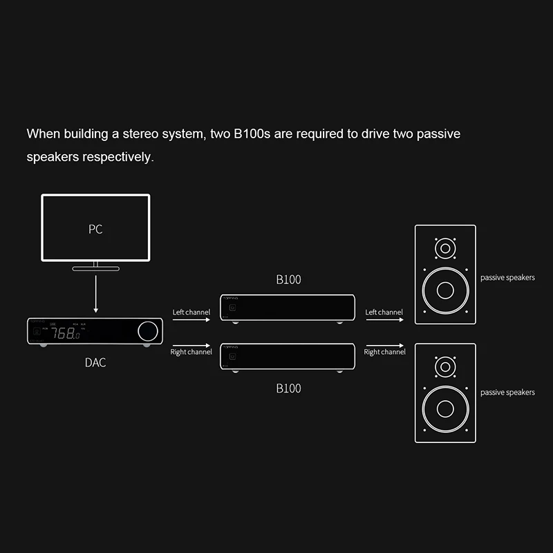 TOPPING B100 Mono Pure Power Amplifier กําลังขับ 4Ω 100W