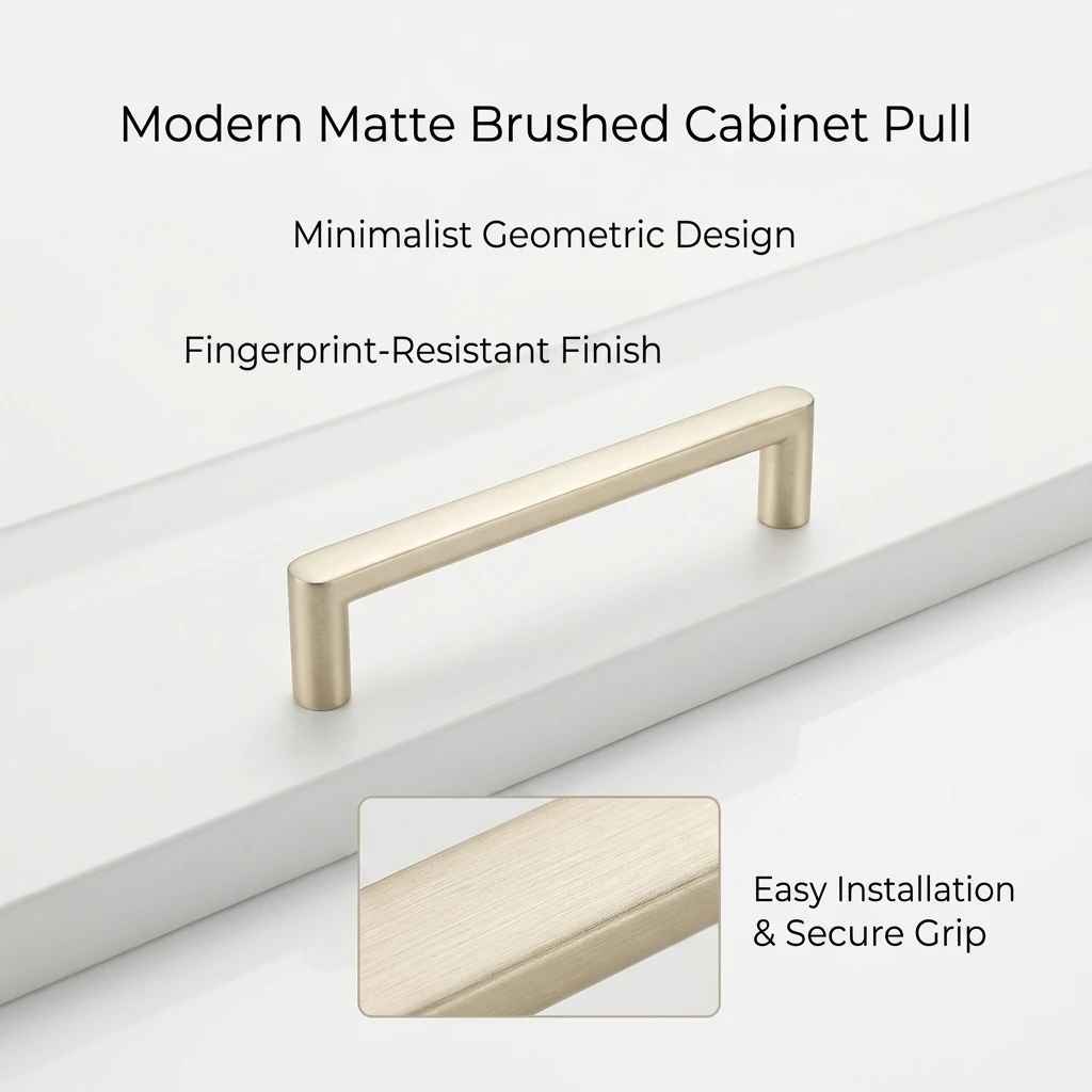 1 Pair Cabinet Pull Handles Zinc Alloy Matte Brushed for Kitchen Wardrobe Bathroom Furniture Modern American Style Durable
