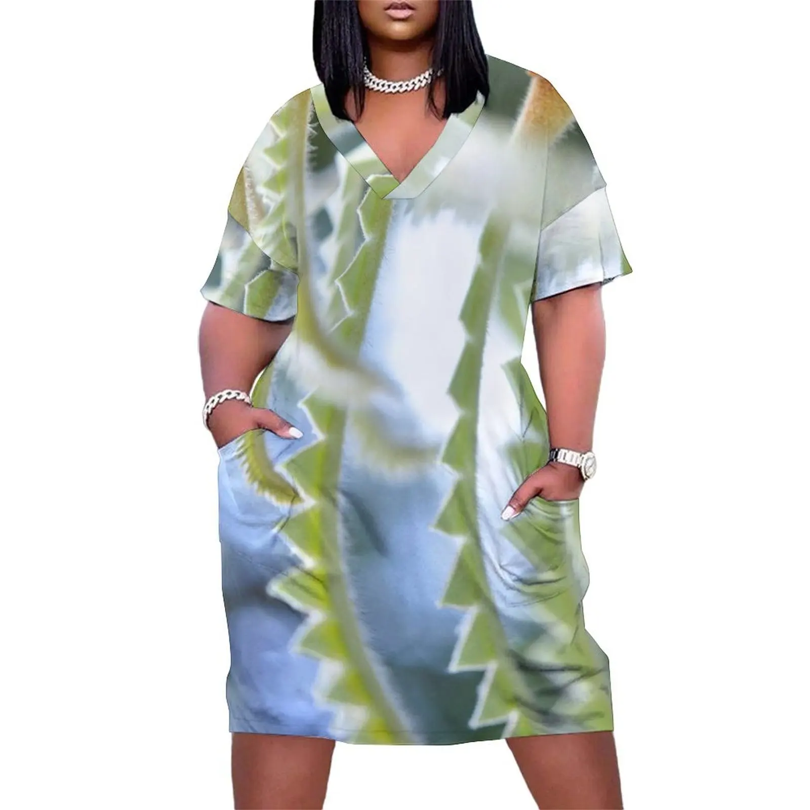 

Elven City in Mint and White - Botanical Photography - Original Abstract Fine Art Loose Pocket Dress Long dresses
