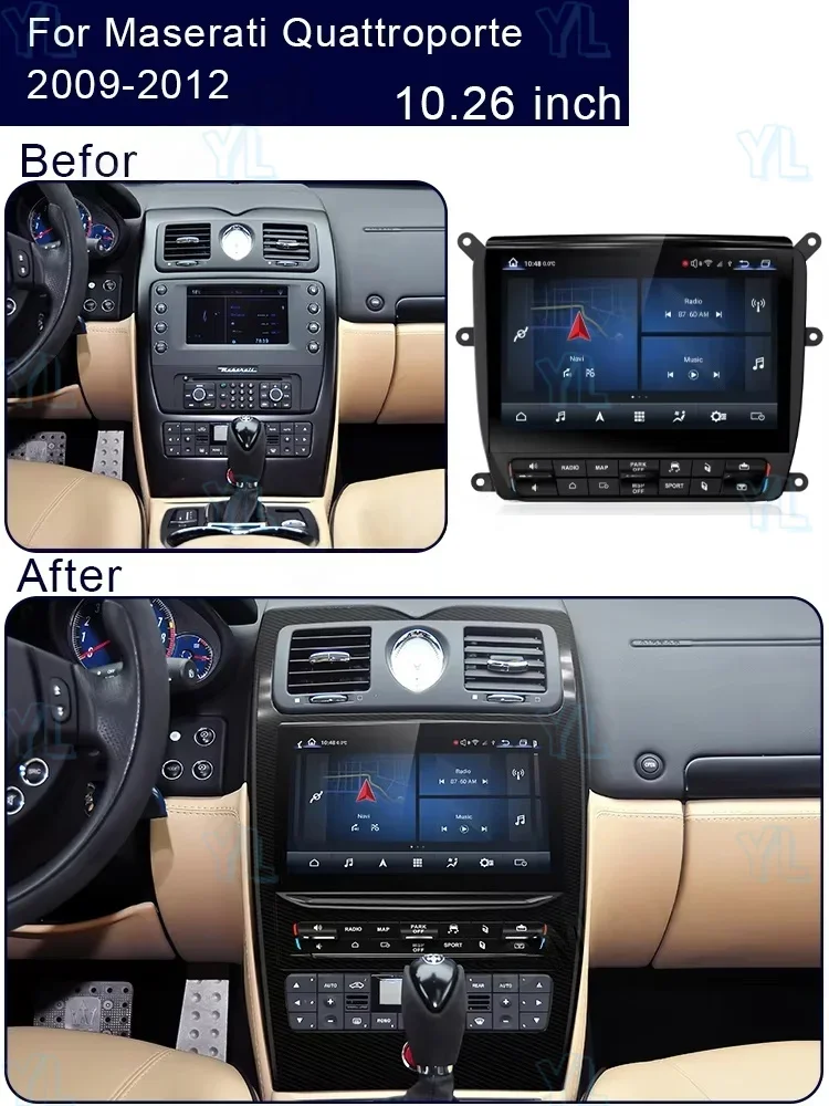 10.26 Car Android Radio GPS Navigation Stereo Touch Screen For Maserati Quattroporte 2004-2012 CarPlay Multimedia Video Player
