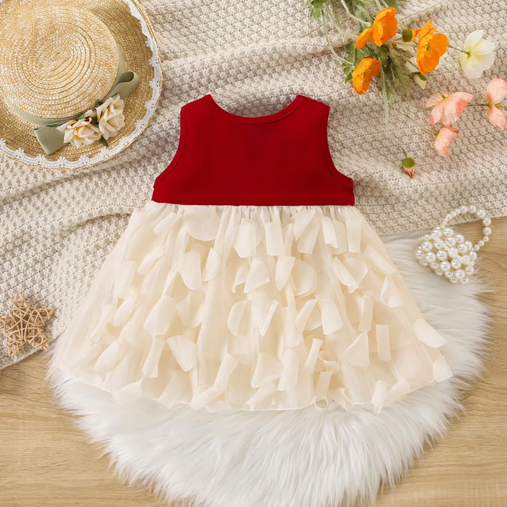 Summer New Little Duck Sleeveless Leaf Yarn Skirt Sleeveless Splicing Small Skirt Fashion Style Tank Top Skirt Princess Skirt