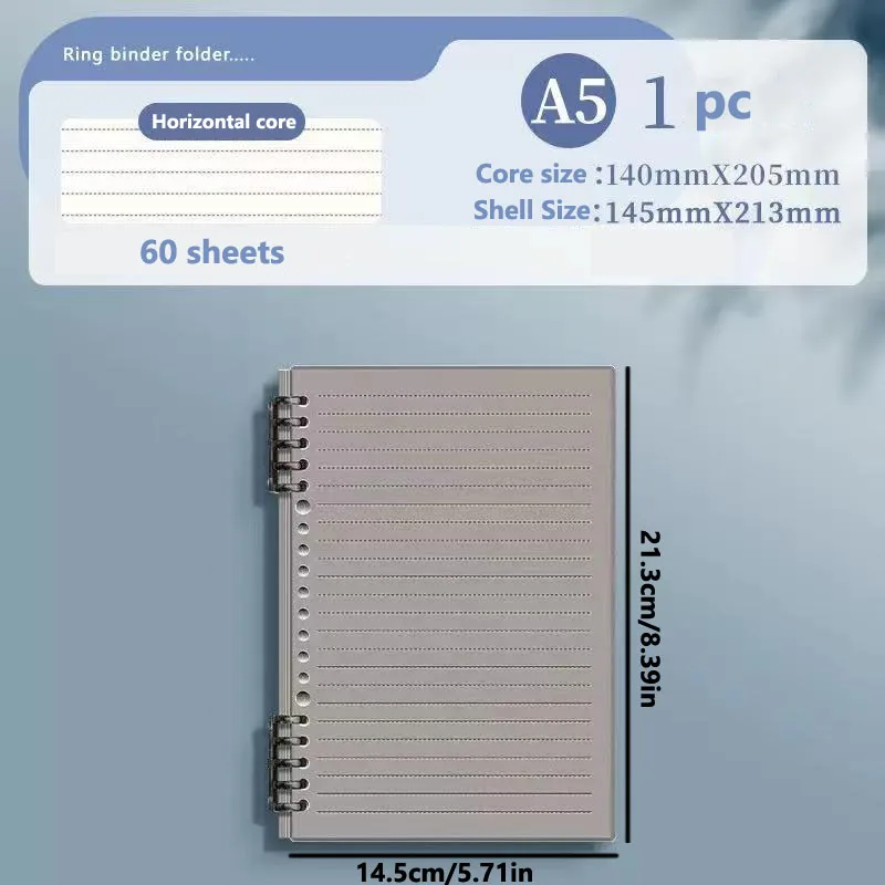 A5 Transparentes Raster-Notizbuch, Tagebuch, 120 Seiten, Schreibwaren, abnehmbare Spiralbindung, Notizbücher, Notizblock, Tagebuch, Notizbuch, Büro – Detail 6