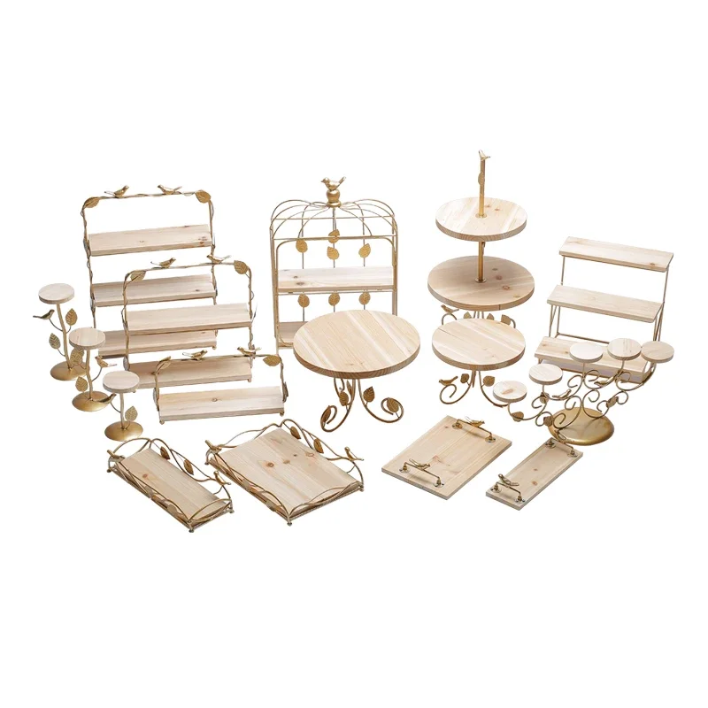 

Wedding Dessert Table Display Frame Decoration Props Decoration Cake Frame Afternoon Tea Dim sum Wood Tray Cold Food Table