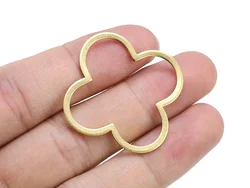 10pcs Floral Earring Charms, Clover Leaf Brass Connector, 35x1.1mm, Necklace Pendant, Jewelry Making - R1073