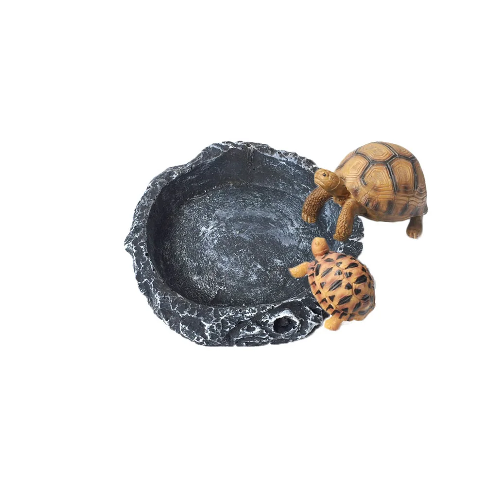 

Reptile Special Basin Small Round Grey Synthetic Resin Storage Container Turtle Tortoise Lizard Snake Dishes Simulation Natural
