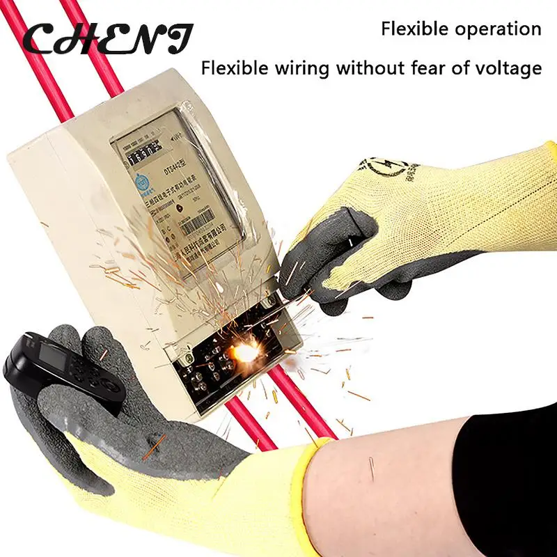 1 Pair 400v Insulating Gloves Anti-electricity Security Protection Gloves Rubber Electrician Work Gloves Protective Tool