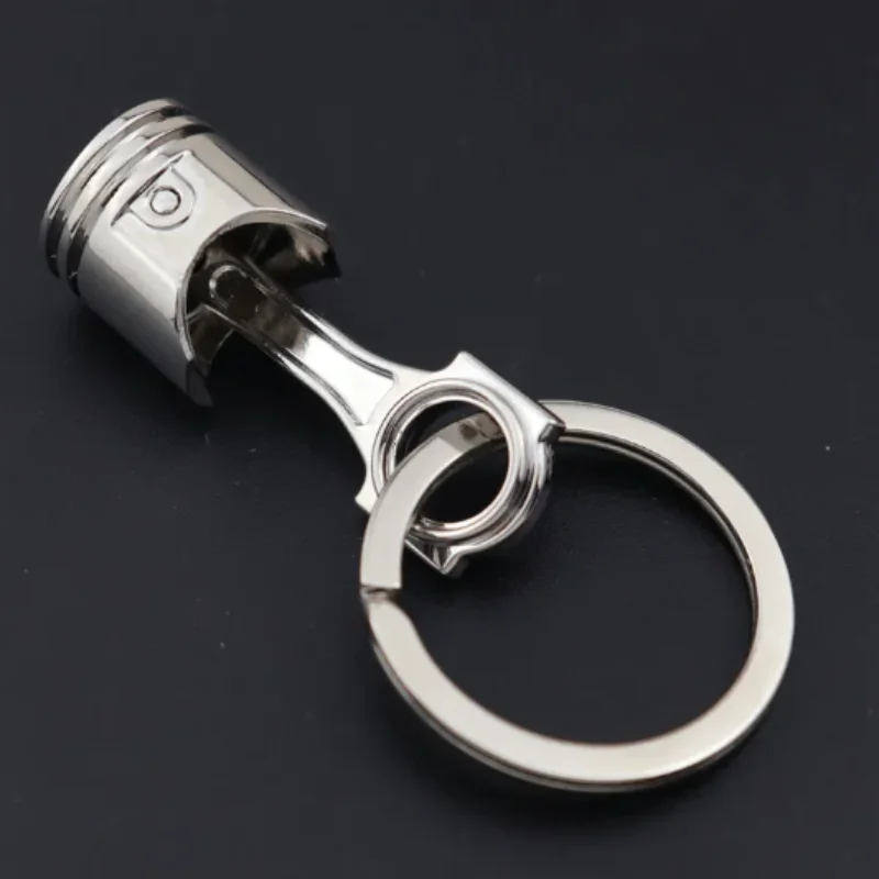 1PC Zinc Alloy Engine Silvery Piston Key Ring Chain Keychain Key Fob Wholesale Silver Color Available European For Men Gift Trin