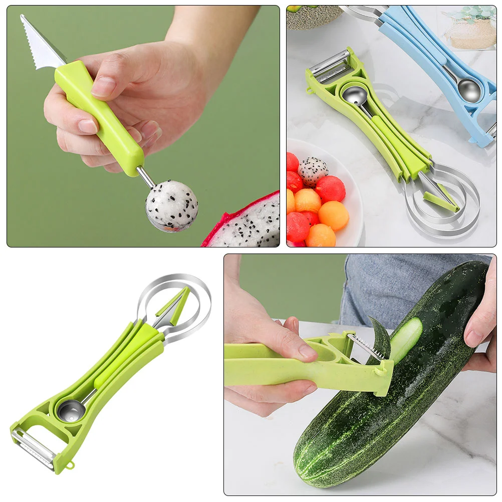 Six-in-one Multifunctional Fruit Baller Gadget (green) Cookie Kitchen Tool Cutting Machine Stainless Steel