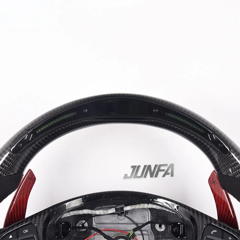 Custom Gloss Carbon Fiber Leather Steering Wheel For Benz B C E Class GLA GLC GLE CLA AMG