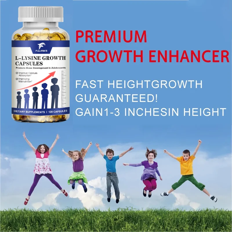 Natural Height Growth Supplement for Teens, with L-Lysine with Vitamin D & Calcium, Supports Bone Growth & Nutrient Absorption