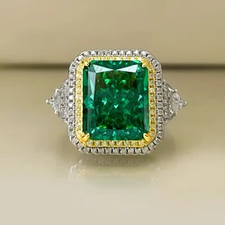 8-Carat Artificial Emerald Ring High Carbon Diamond Light Luxury Small Number Fine Index Finger Fashion Personality  Sense 0