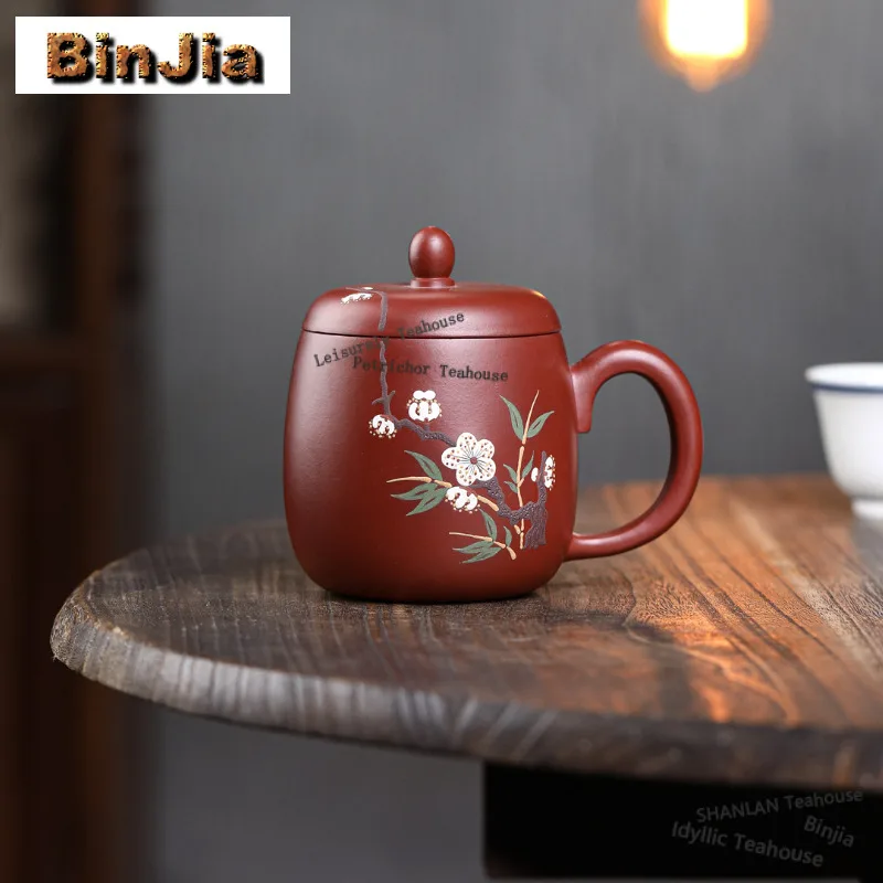 

400ml Yixing Purple Clay Plum Blossom Coffee Mug Hot Chocolate Cup Afternoon Tea Mug Master Office Water Cup Tea Services Craft