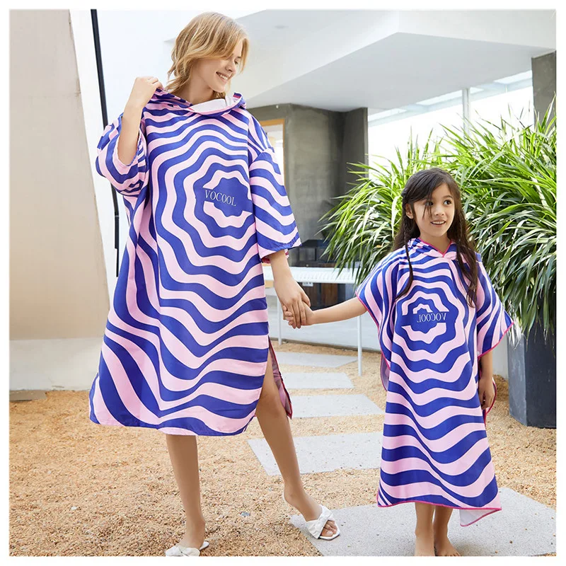 Children Swimming Towels Bathrobe Cloak Hooded Parent-child Surf Pool Robe Quick Dry Beach Travel Portable Bath Towel Bathrobe