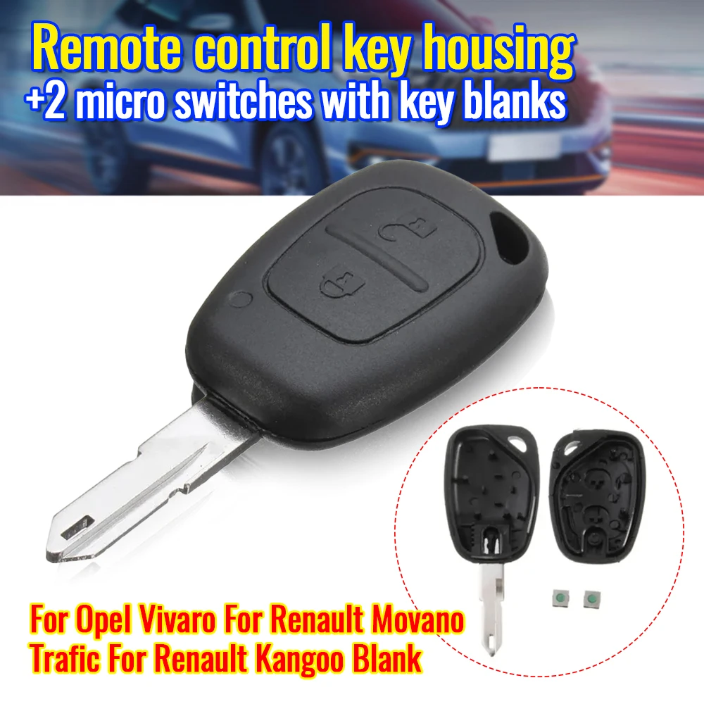 

2 Button Car Key Shell Fob Case For Opel Vivaro For Renault Movano Trafic For Renault Kangoo Blank Remote control key housing