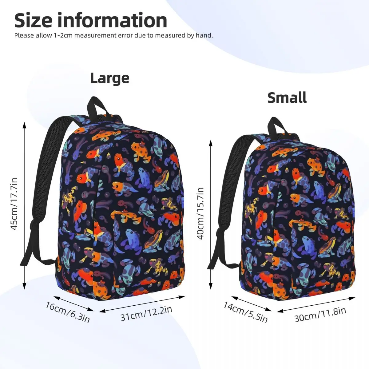 Poison Dart Frogs Mochila para Jardim de Infância, Escola Primária, Mochila Infantil, Presente para Meninos e Meninas