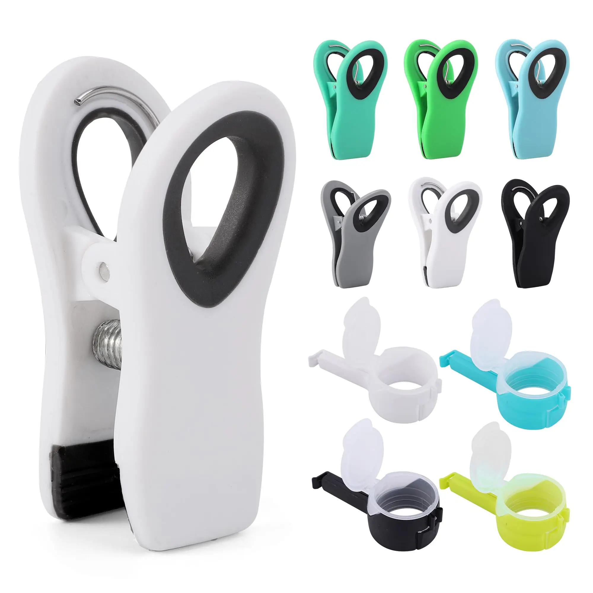 

Food Clip Set 6 Pack Clips 4 Pack Bag Sealer with Pour Spout Kitchen Tools for Food Storage Reusable Cap Sealer for Snacks