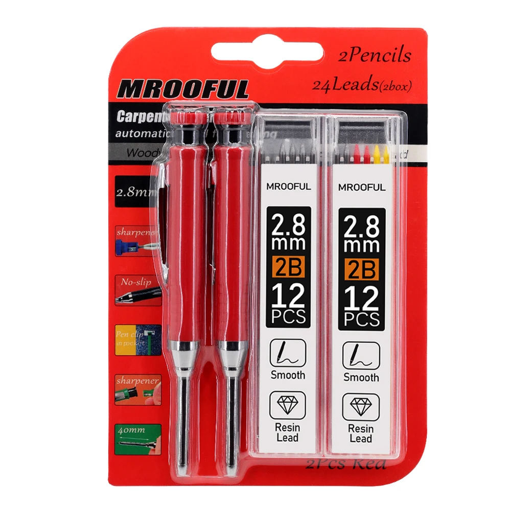Professionelles Holzbearbeitungs-Bleistift-Set mit 2,8mm Nachfüllminen, Tiefenmarkierungs- und Zeichenwerkzeug, für Schreiner und Ingenieure – Detail 9