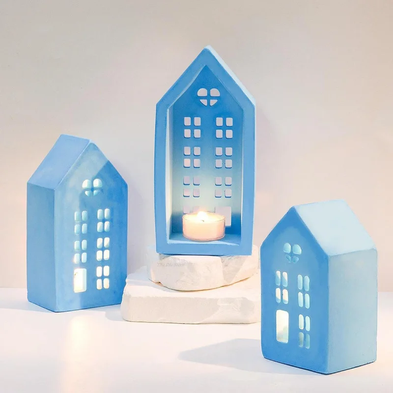 

3Pcs House Candle Holder Silicone Mold Set, DIY Window Cottage Mold for Plaster, Concrete and Epoxy Resin Craft Decor