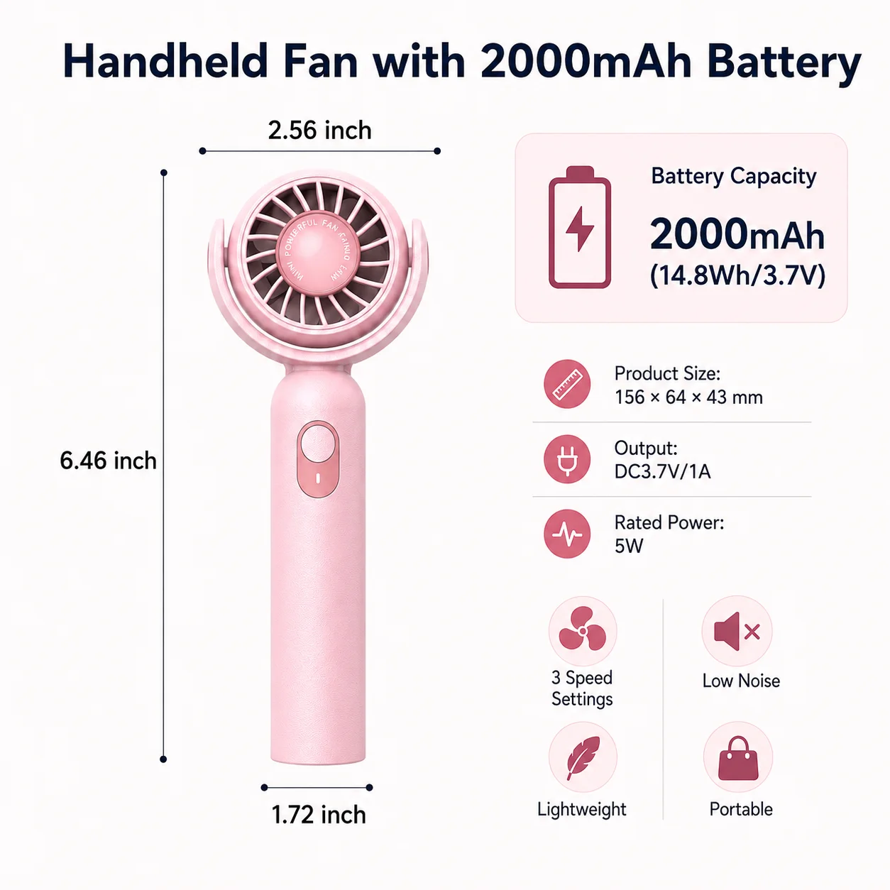 Ventilador portátil de mano, m - Usb Fan Silent reseña y precio