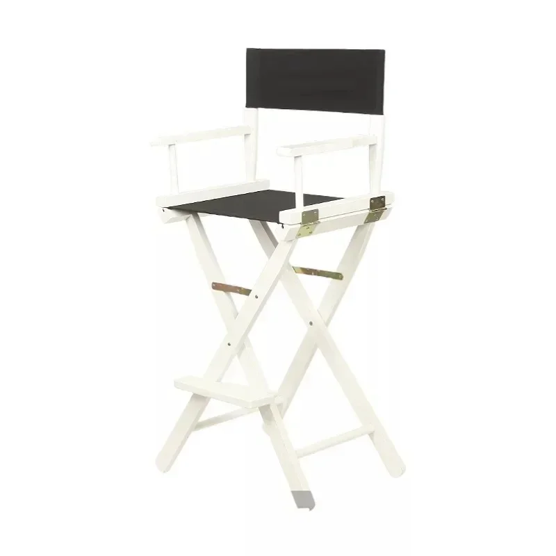 Portable Folding High Director Chair, Cadeira De Altura De Barra De Madeira, Moldura preta natural com Cavans, Mobiliário de jardim