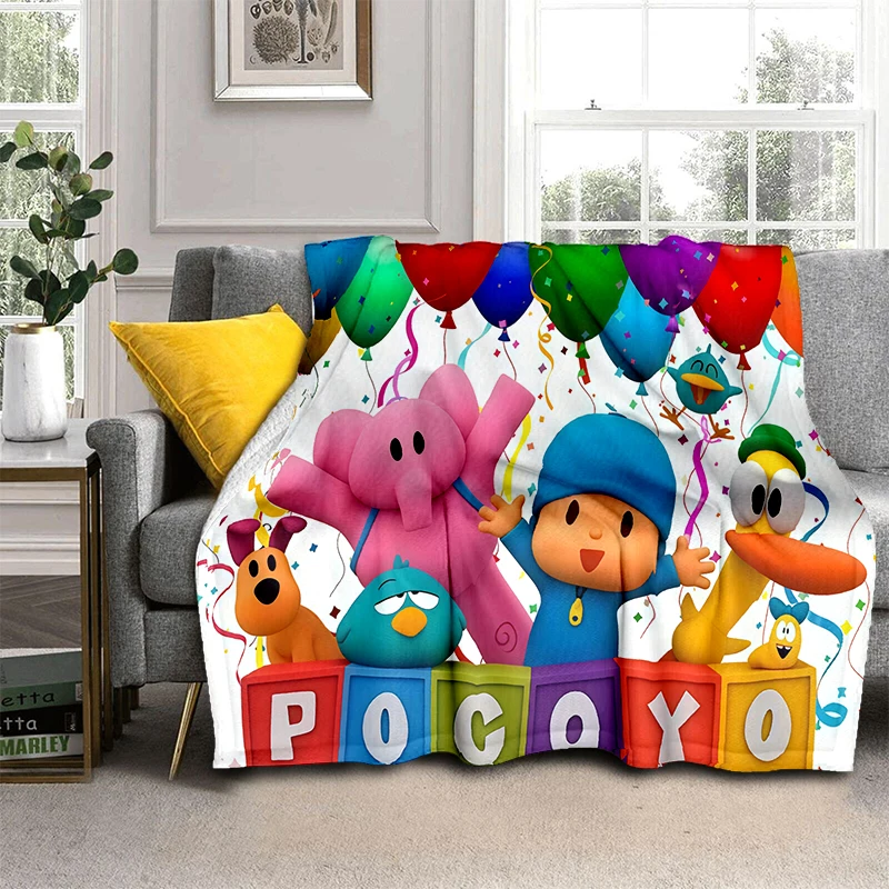 3D Fun P-Pocoyo Elly Pato Cartoon Blanket,Soft Throw Blanket for Home Bedroom Bed Sofa Picnic Travel Office Cover Kids Gift