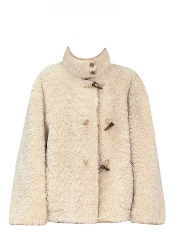 

Женское пальто Nordic Sle из овечьей шерсти, двустороннее, с пуговицами из рога, свободного кроя, серия Urban Nomad