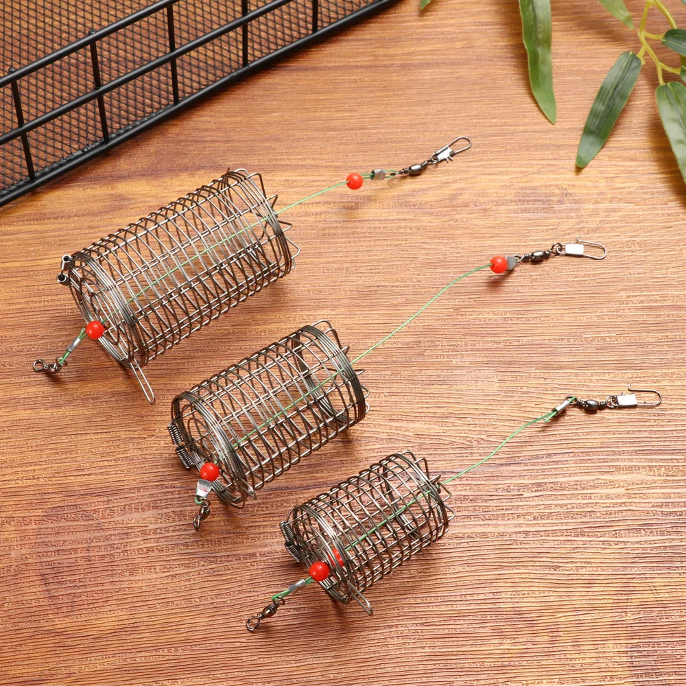 1Pc Fish Small Stainless Steel Bait Cage Basket Feeder HolderFishing Lure Cage Fishing Accessories Carp Fishing Bait Basket