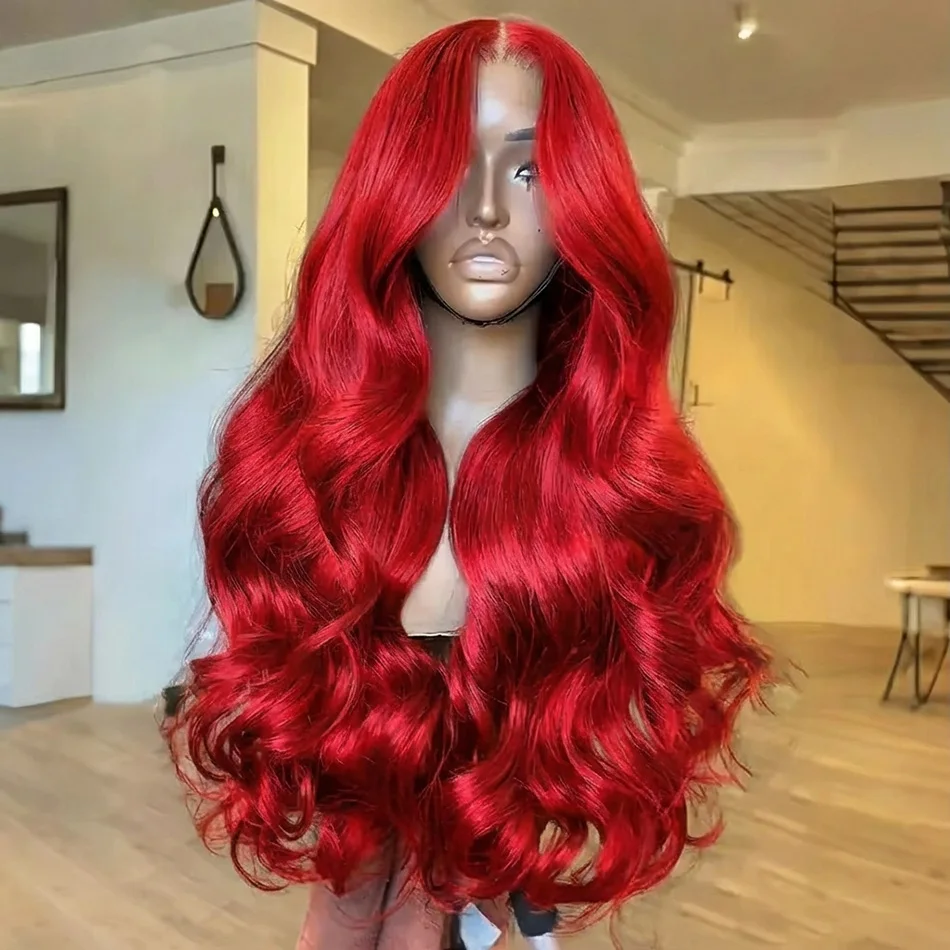 

Накладной парик из натуральных волос 250 Burgundy Body Wave с кружевной передней частью 99J, 13x6 HD, 30-36 дюймов, бразильский, красный, окрашенный