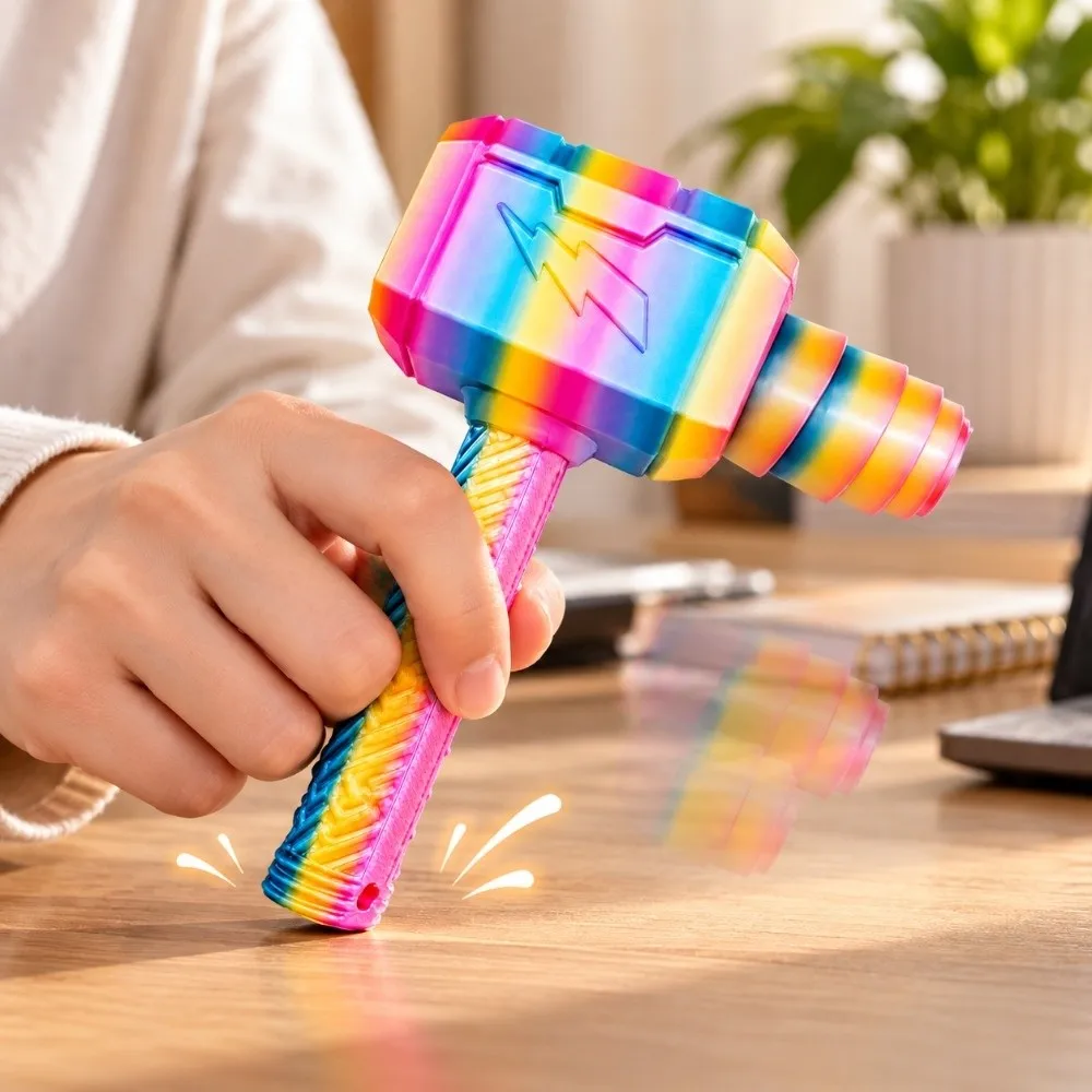 New 3D Printed Bounce Hammer Bounce Action Hammer Shape Novelty Stress Relief Toy Hammer Ornament Stress Relief