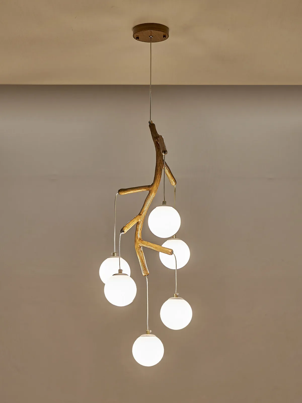 Nordic Creative Resin Tree Branch Wood Grain Chandelier for Modern Living Room Dining Room Bedroom Duplex Staircase Pendant Lamp