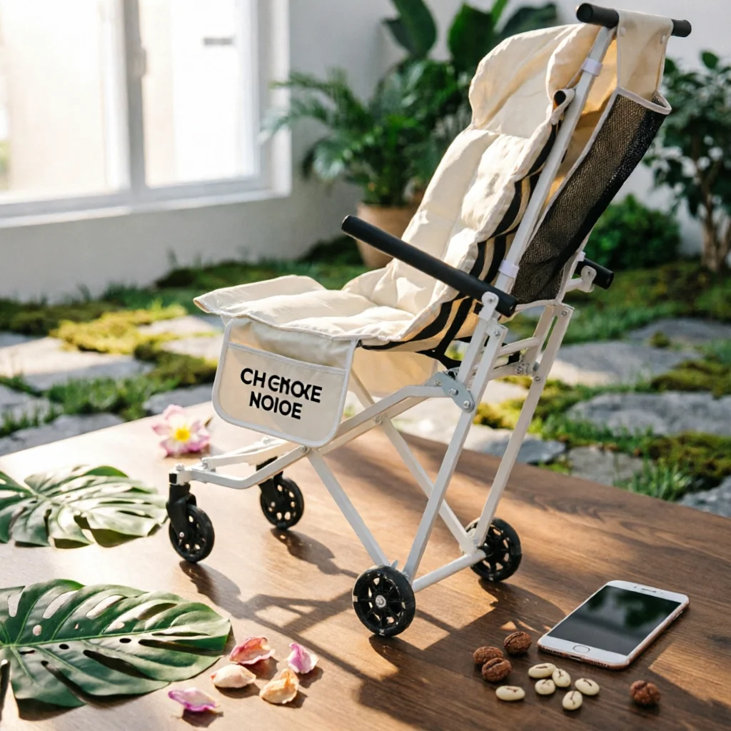 Folding Chair Cart with Armrests and Push Handle Wheeled Portable Push Chair Dolly for Easy Transport and Storage