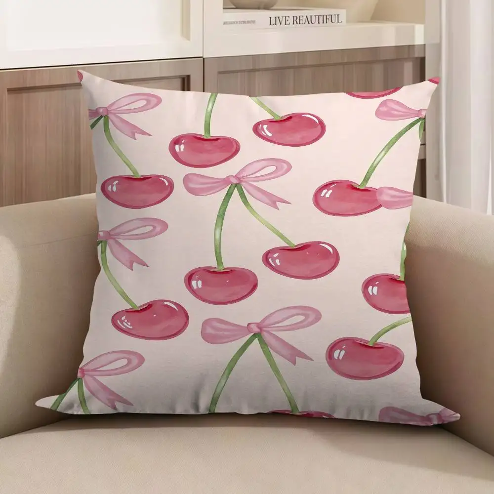

Pink Cherries Pillow Cover For Bedroom Room And Living Room Sofa Decorative Cushion Cover