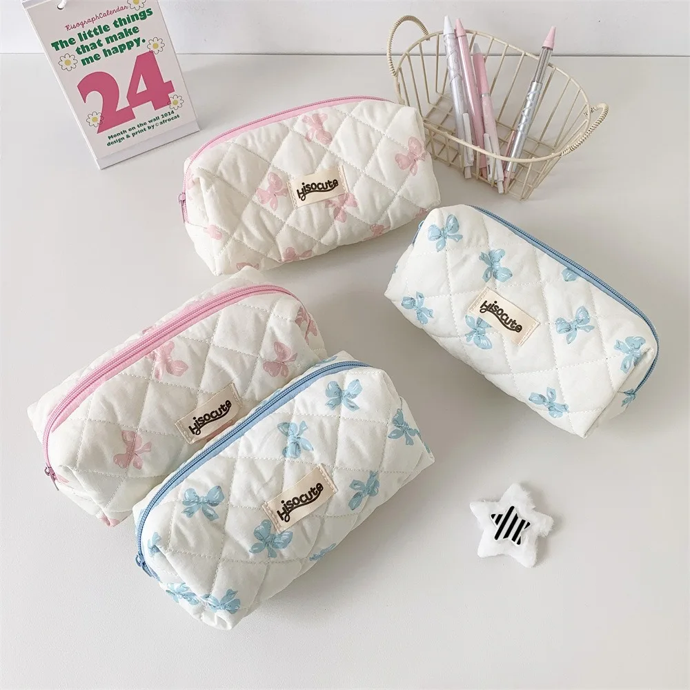 Portable Large Capacity Pen Bag Bowknot Multi-function Stationery Storage Bag Pen Box Gift