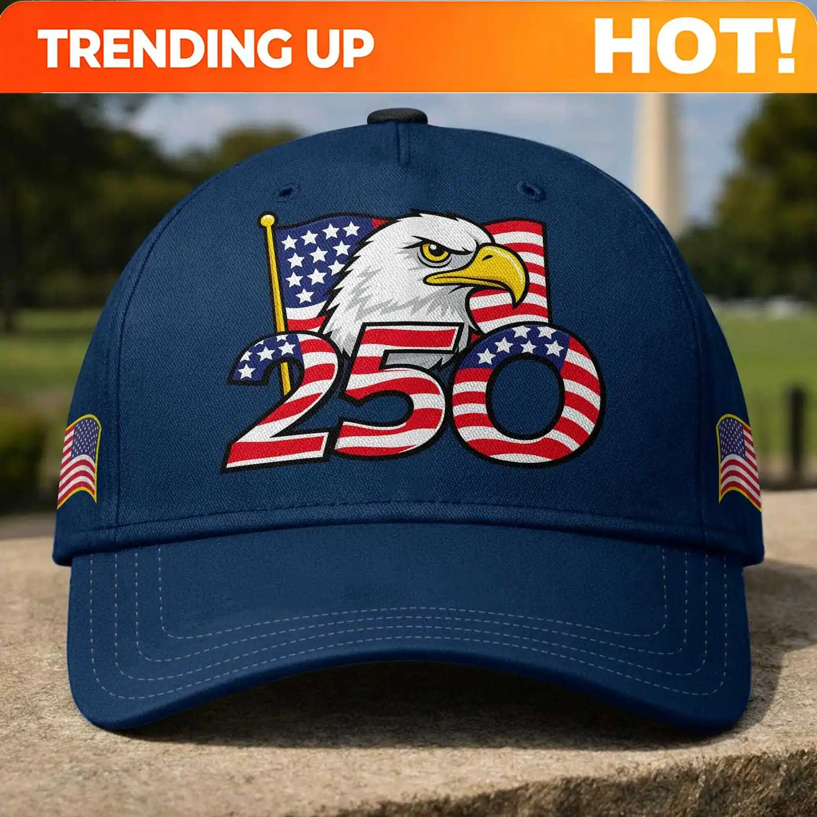 America 250th Birthday Baseball Cap, Bald Eagle American Flag Hat, 1776–2026 Cap for Men & Women, Patriotic Gift, 4th of July Gi