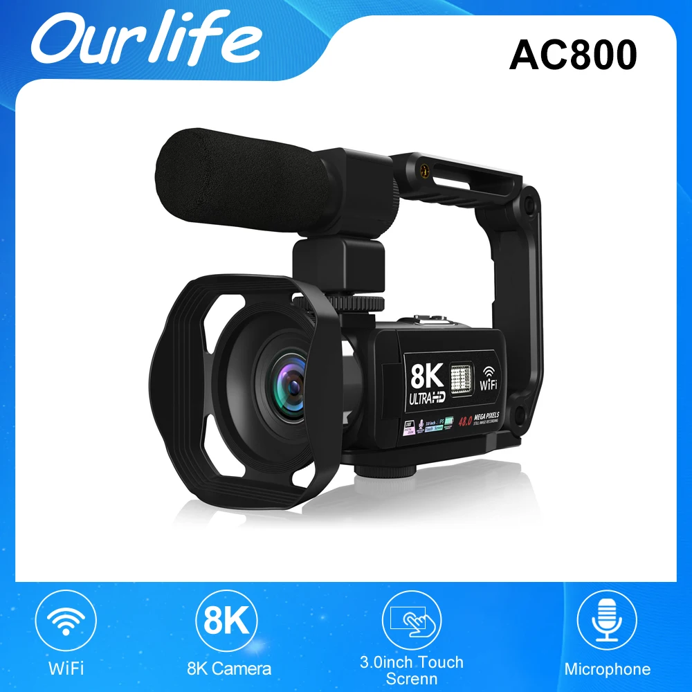 8K Digital Camera 3 Inch LCD Touch Screen 64MP 18x Digital Zoom Video Camera Recorder Ultra HD WIFI Portable Recording Camcorder