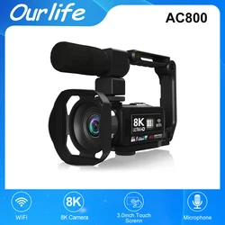 8K Digital Camera 3 Inch LCD Touch Screen 64MP 18x Digital Zoom Video Camera Recorder Ultra HD WIFI Portable Recording Camcorder