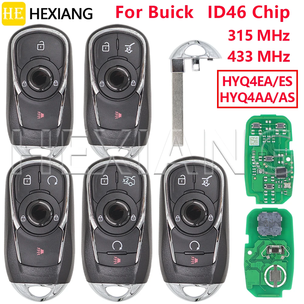 

HE HYQ4AA/AS 315MHz HYQ4EA/ES 433MHz ID46 Chip Car Remote Smart Key For Buick Lacrosse Encore GX Envision Regal Enclave