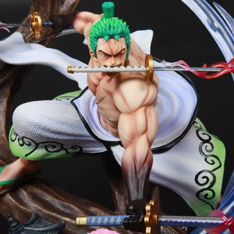 Figura de Anime de una pieza, estatua de Wano Roronoa Zoro 3 Sword Gear 4 Luffy 2 Head Gk 26cm, modelo coleccionable de Pvc, juguetes para niños, regalo