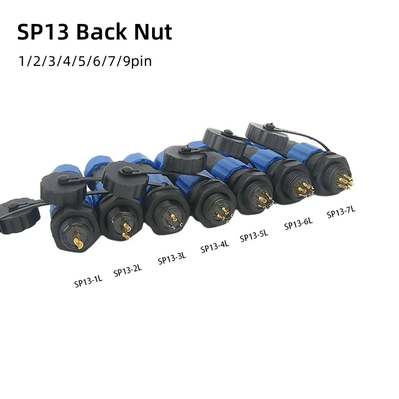 SP13 Waterproof Connector IP68 1/2/3/4/5/6/7/9 Pin Cable Connectors Male/Female Plug And Socket Nut