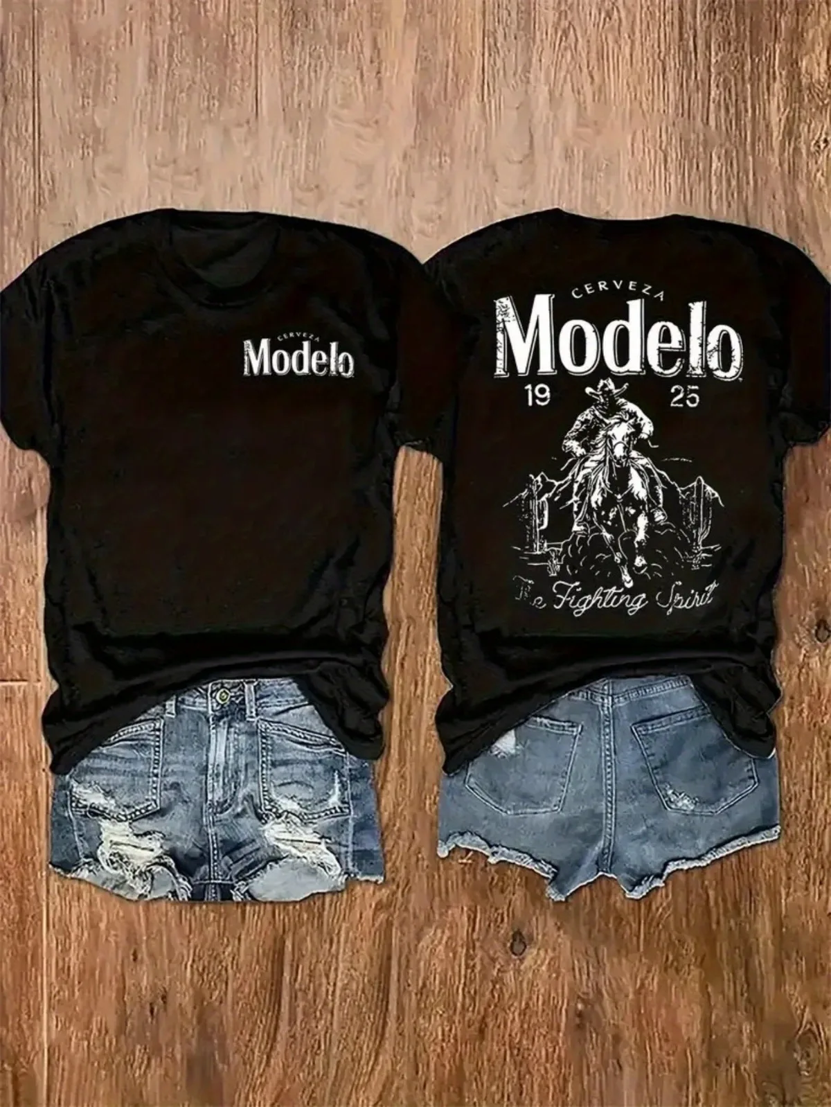 تي شيرت نسائي كاجوال بنمط حروف على الوجهين مطبوع مصنوع من القطن الخالص بأكمام قصيرة فضفاضة مع تصميم عصري