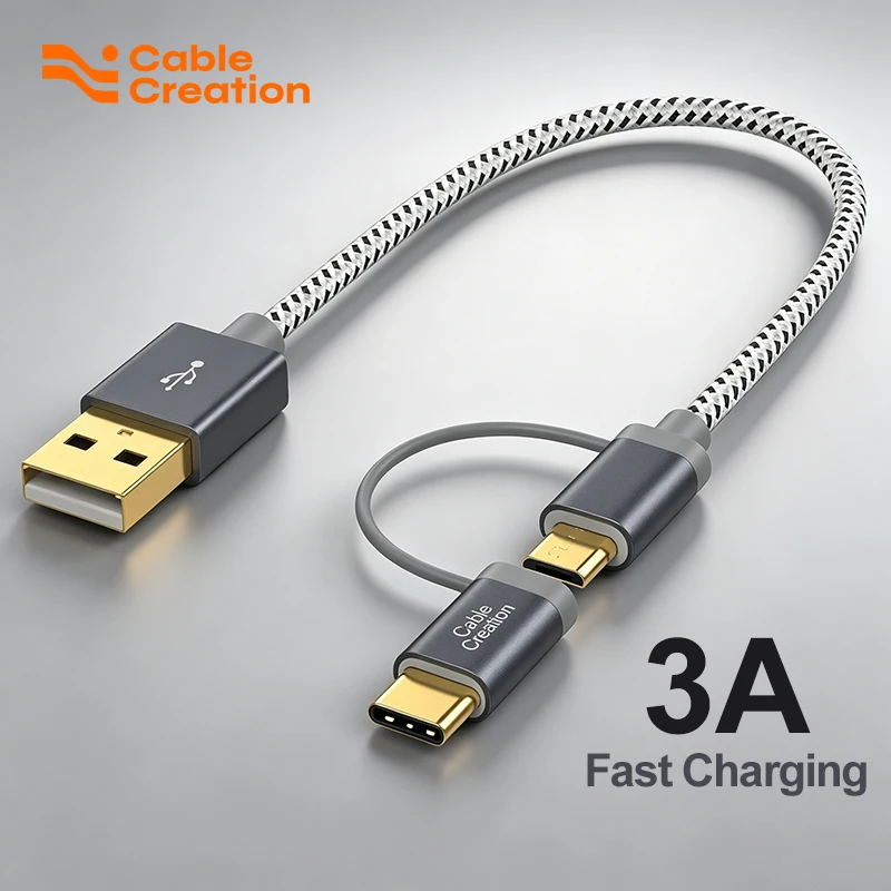 CableCreation 2 in1 USB‑C Cable 5Gbps Data Transfer USB3.0 A to USB‑C Converter Micro USB Cord For Xiaomi Samsung Android