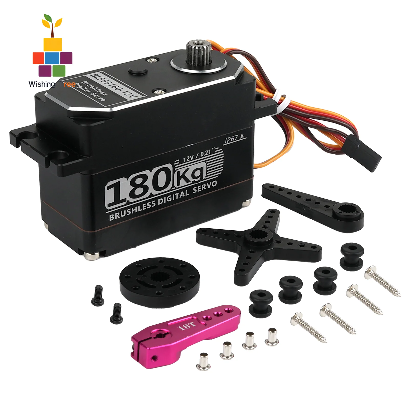 BLS53180-12V บรัชเลส ดิจิตอล เซอร์โว 12V 180KG แรงบิดสูง ตัวเครื่องโลหะทั้งหมด กันน้ำระดับ IP67 สำหรับโมเดล RC และหุ่นยนต์