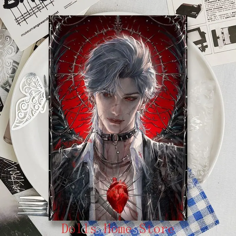 Anime Love and Deepspace Sylus Cosplay hermosa tarjeta de imagen instantánea dibujos animados Ita-bolsa tarjetas decorativas marcapáginas regalo de Navidad