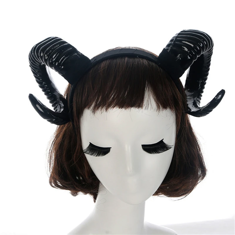 

Gothic Sheep Horn Headband Costume Cosplay Demon Evil Halloween Party Headwear Photography Prop