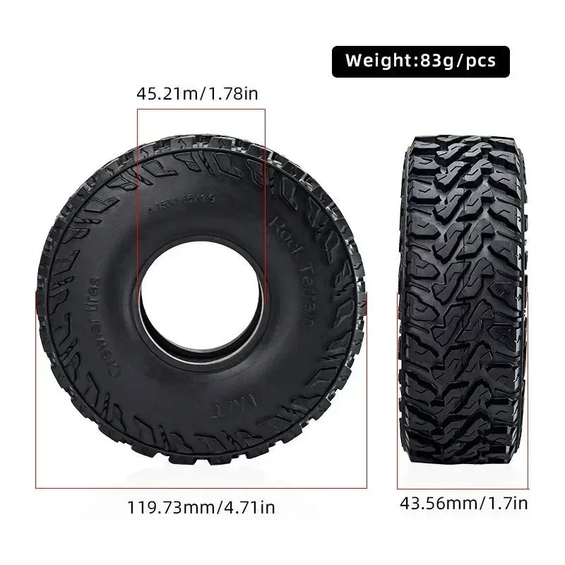 4 SZT. 120MM 1.9 CALA Gumowe Opony Rock do Samochodów RC Crawler 1:10 SCX10 90046 D90 TRX4 TRX6 D261 Redcat