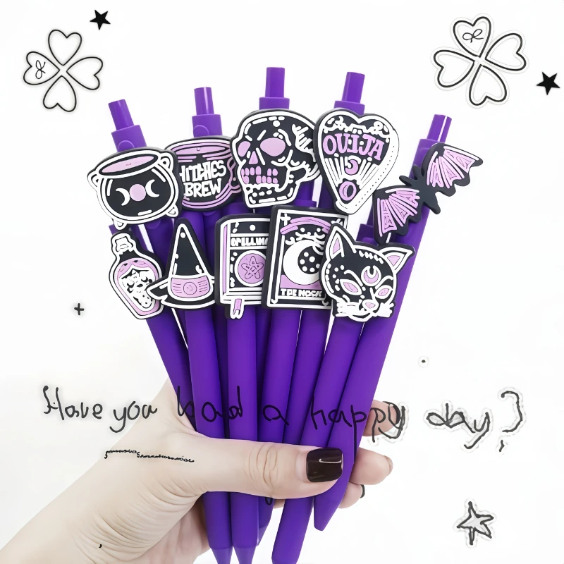 

15/20 шт., забавная фиолетовая серия «Ведьма», шариковая ручка для поверхностного монтажа, шариковая ручка Deep Purple Series, ежедневные офисные канцелярские принадлежности