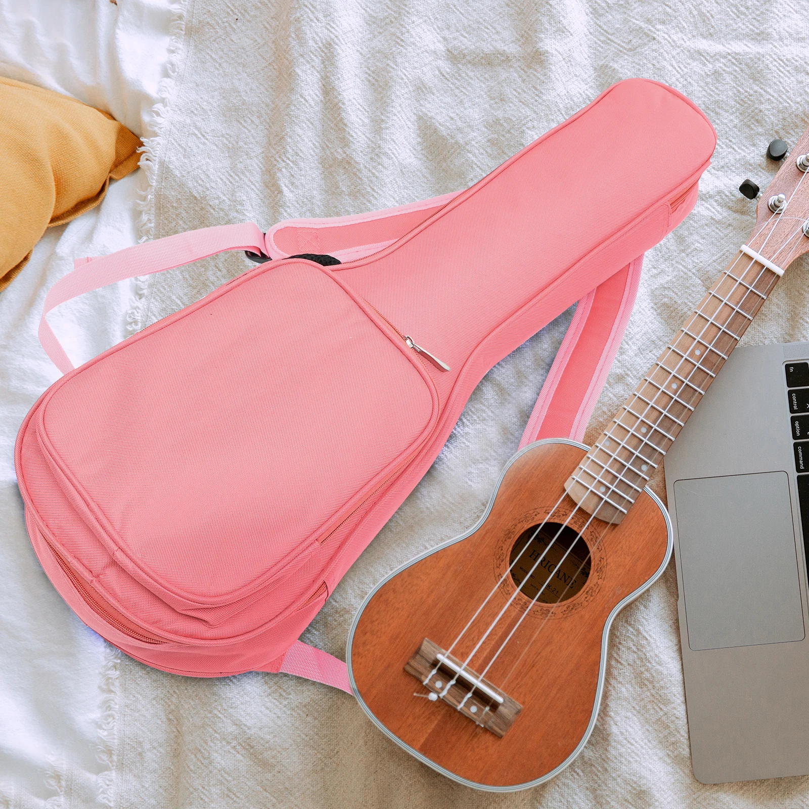 

1pc Portable Carrying 4-String Bag Waterproof Canvas Ukulele Gig Bag Large Capacity Storage Pouch Comfortable Shoulder Strap