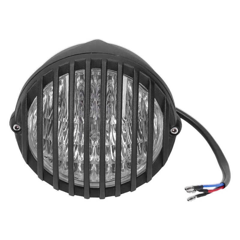 12V 5 Inch Grille Headlight M10 Bolt Mount Motorcycle Suitable For All Retro Motorcycles