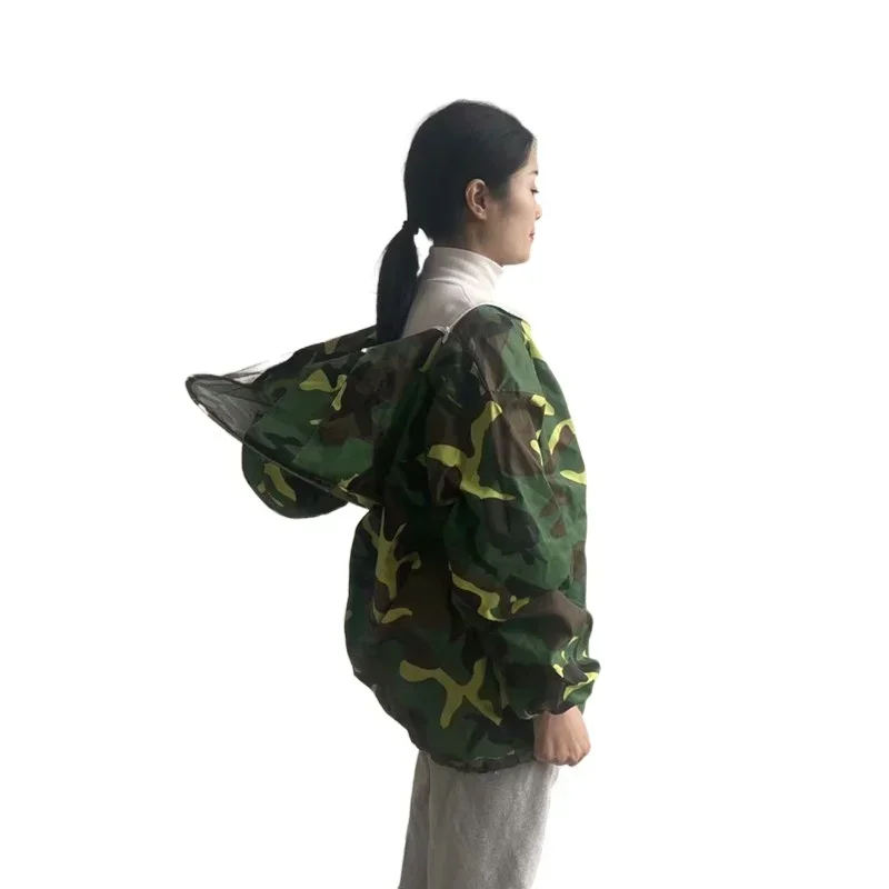 A Camouflage Green Bee Jacket   Bee-proof Suit 350g Plus Thick Fan Colored   Beekeeping Equipment